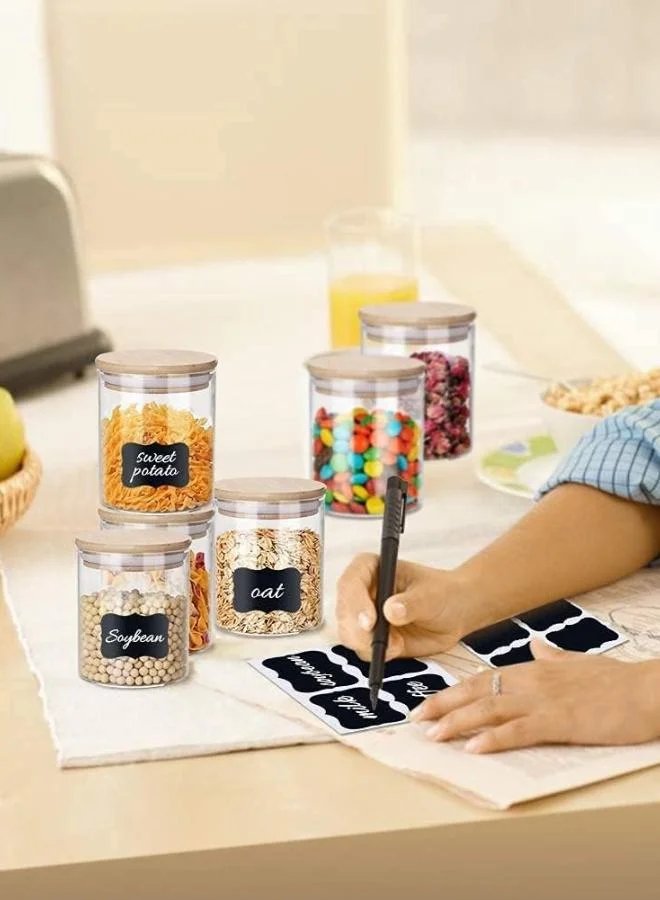 Casa Quesera  4 PACK 400ml Borosilicate ROUND Glass Spice Jars with Bamboo Airtight Lids Set of 4 Food Storage Containers for Tea Coffee Pasta Flour Herbs and Grains  | Best Price UAE
